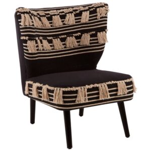 Cafenos Moroccan Cotton Fabric Bedroom Chair In Black