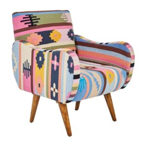 Cafenos Multi-Coloured Fabric Bedroom Chair With Mango Wood Legs