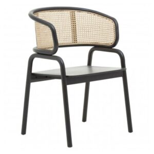 Corson Cane Rattan Wooden Bedroom Chair In Black