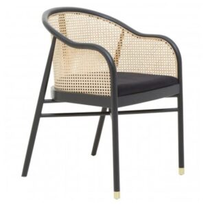 Corson Wooden Cane Rattan Bedroom Chair In Black
