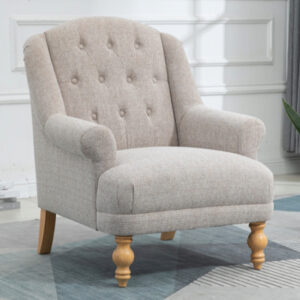 Cusco Fabric Bedroom Chair In Oat With Oak Legs