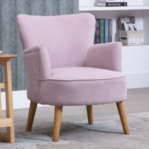 Krabi Fabric Bedroom Chair In Violet With Solid Wood Legs