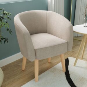 Farica Boucle Fabric Bedroom Chair In Natural Stone